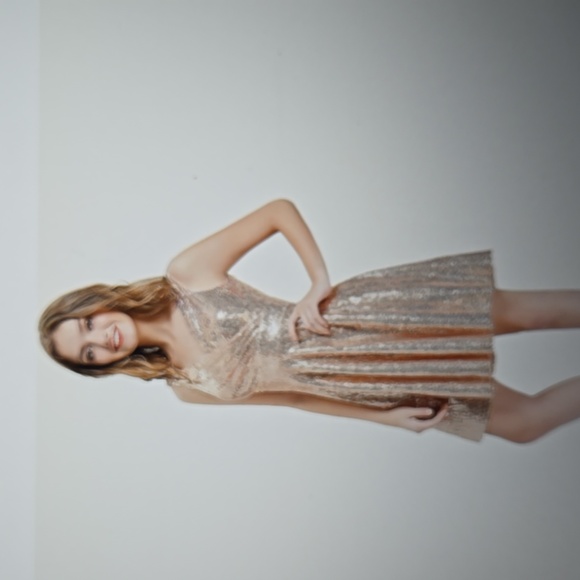 Grace Karin Dresses & Skirts - Grace Karin Rose Gold Sequin Dress Sleeveless Vneck sparkly glitter Small NEW